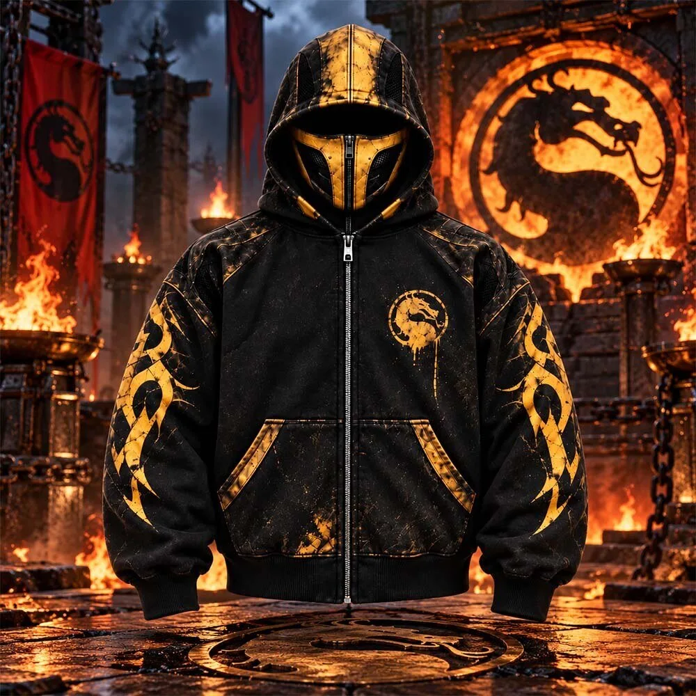 2026 H&M Mortal Kombat Scorpion Sub-Zero Zip-Up Mask Hoodie 7 2026 H&M Mortal Kombat Scorpion Sub-Zero Zip-Up Mask Hoodie
