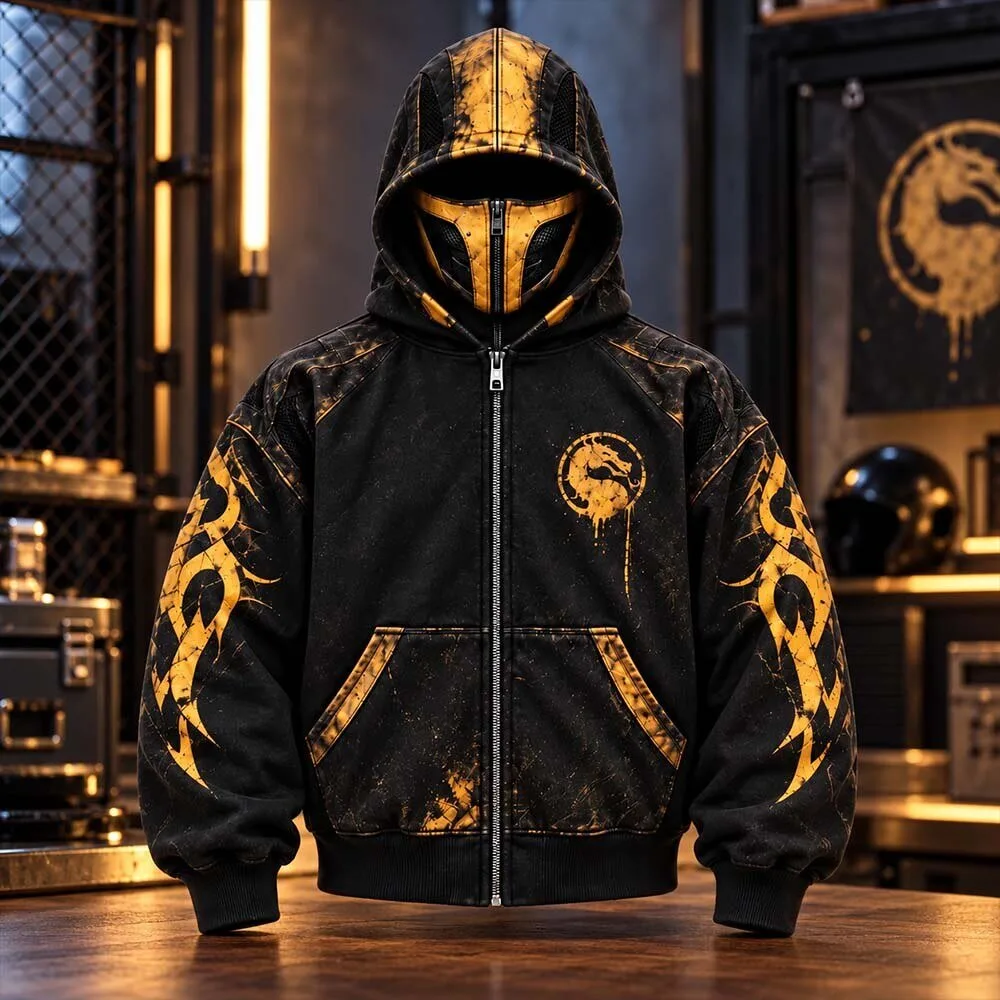 2026 H&M Mortal Kombat Scorpion Sub-Zero Zip-Up Mask Hoodie 9 2026 H&M Mortal Kombat Scorpion Sub-Zero Zip-Up Mask Hoodie